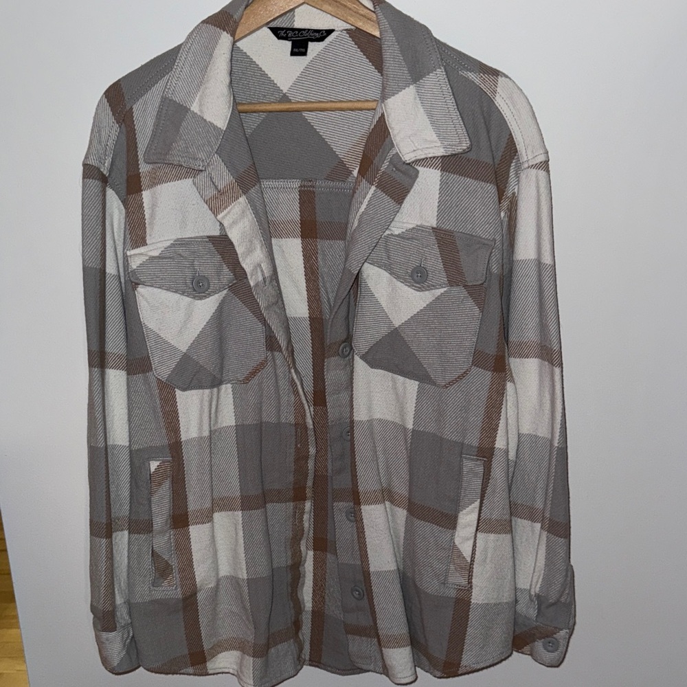 Plaid Button-Up Shirt Jacket